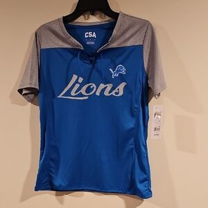 Lions Women's Blue and Gray Jersey Top